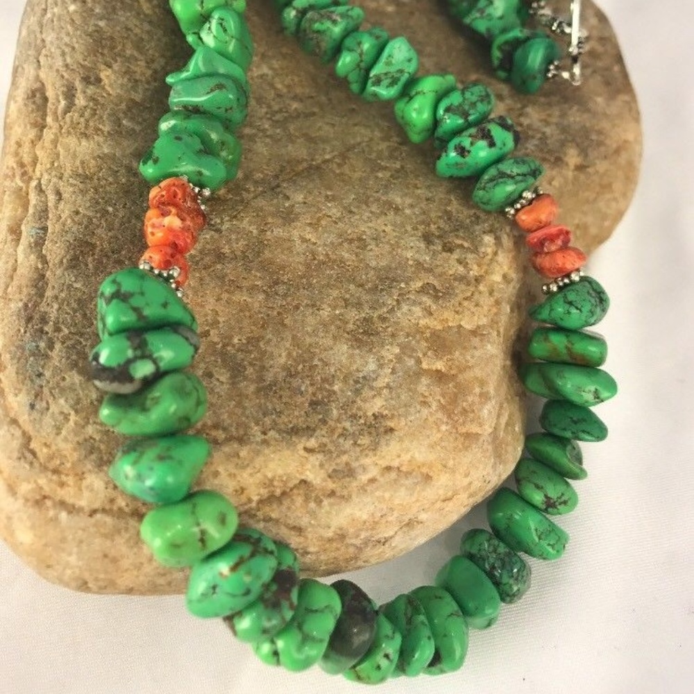 Green Magnesite Spiny Necklace Gift 20"
